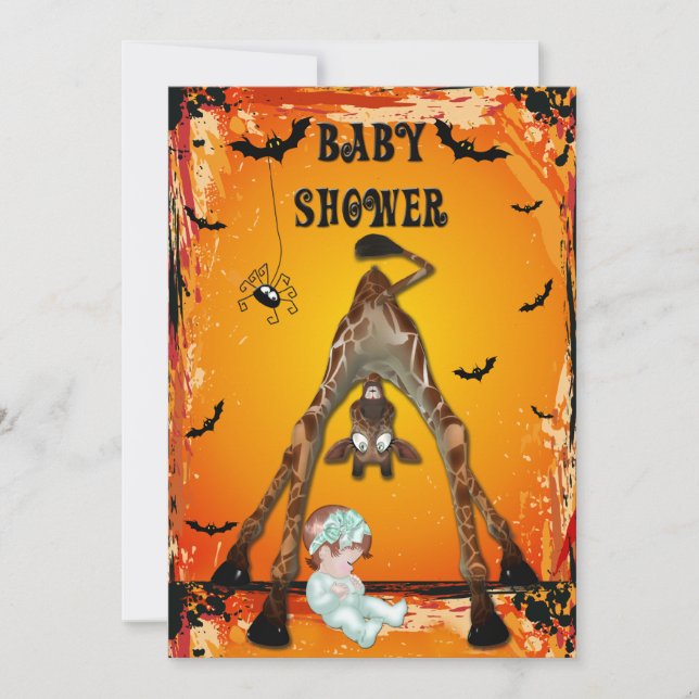 Halloween Girl Baby Shower Funny Giraffe Invitation (Front)