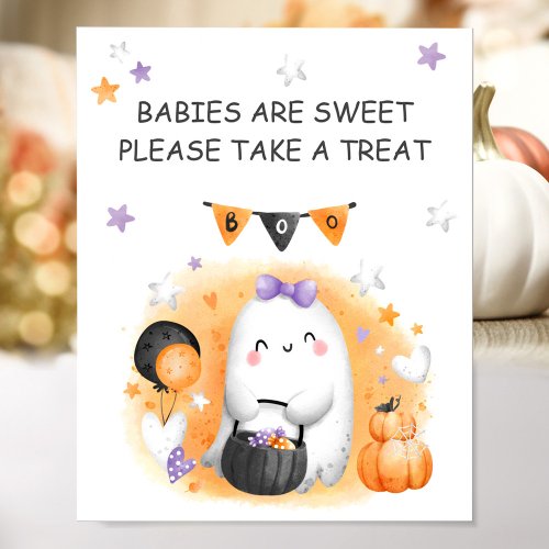 Halloween Girl Baby Shower Little Ghost Favor Sign