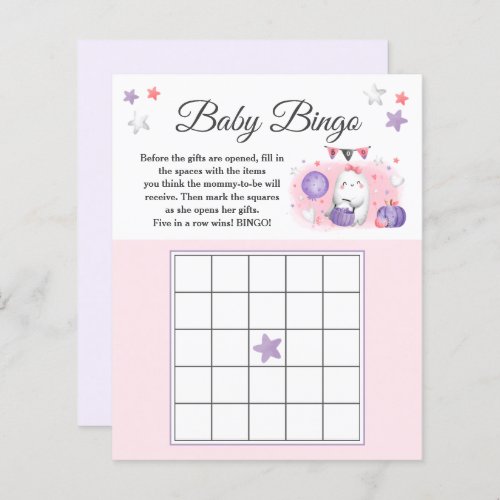 Halloween Girl Baby Shower Pink Baby Bingo Game