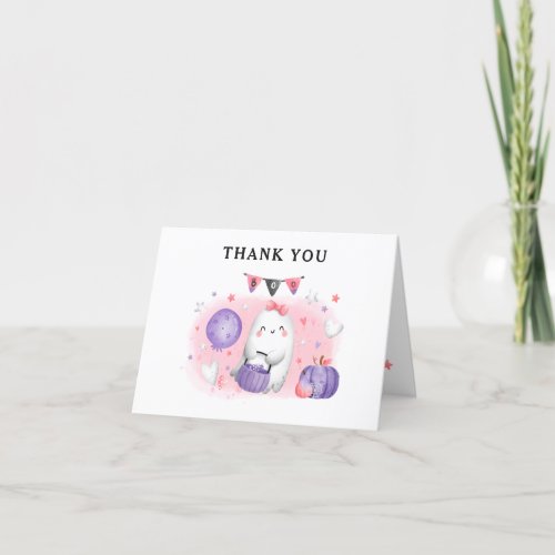 Halloween Girl Baby Shower Pink Thank You Card 