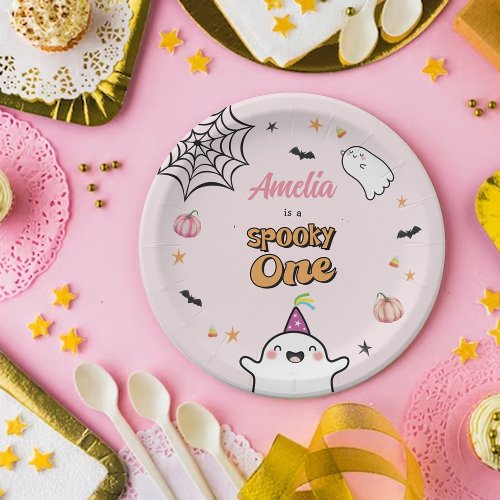 Halloween Girl Birthday Spooky One Paper Plates