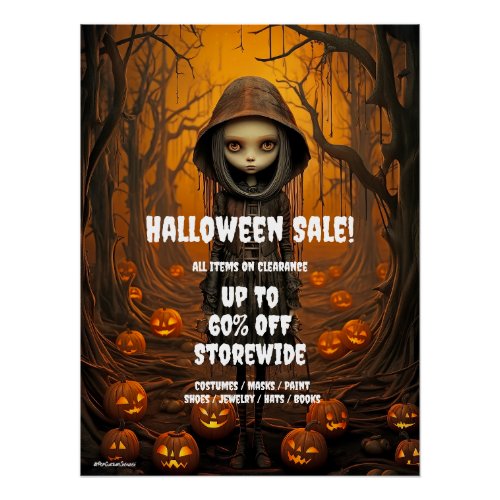 Halloween Girl Business Holiday Sales Promo Poster