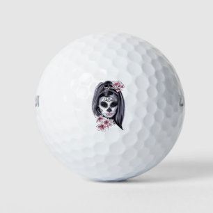 Halloween Girl Day of the Dead Golf Balls