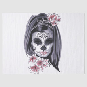 Halloween Girl Face Makeup Flowers Tissue Paper