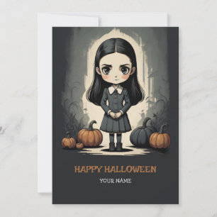 halloween girl Flat Holiday Card