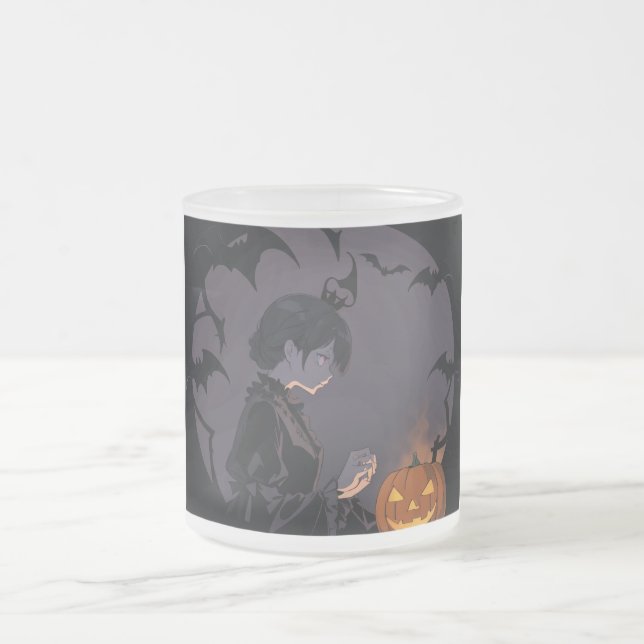 halloween girl frosted glass coffee mug (Center)
