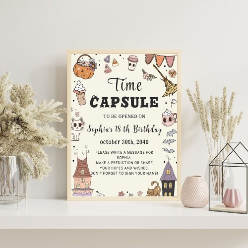 Halloween Girl Ghost Birthday Time Capsule Sign