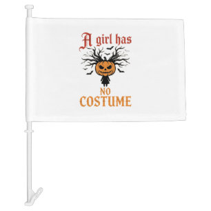 Halloween Girl Has No Costume Pumpkin Car Flag