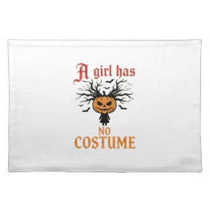 Halloween Girl Has No Costume Pumpkin Cloth Placemat