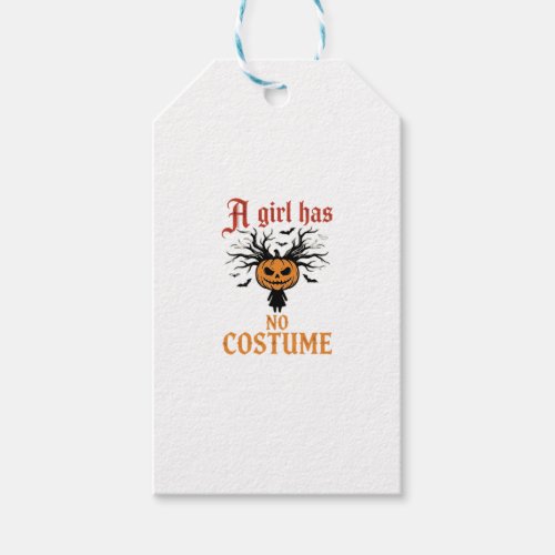 Halloween Girl Has No Costume Pumpkin Gift Tags