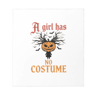 Halloween Girl Has No Costume Pumpkin Notepad