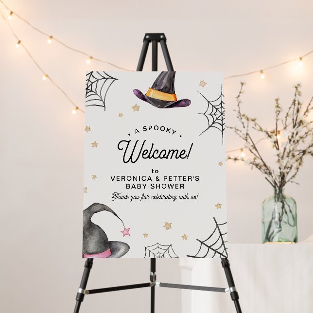  Halloween Girl Little Witch Baby Shower Welcome  Foam Board (In Situ (Stand))