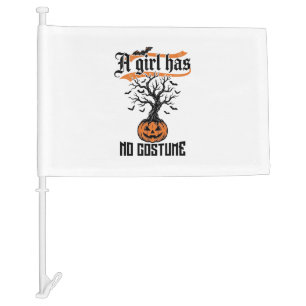 Halloween Girl No Costume Vintage Pumpkin_1 Car Flag