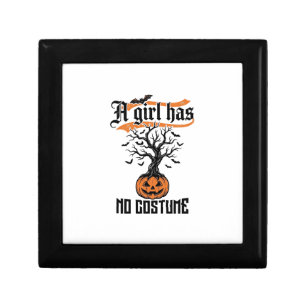 Halloween Girl No Costume Vintage Pumpkin_1 Gift Box