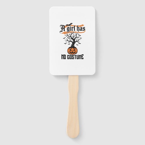 Halloween Girl No Costume Vintage Pumpkin_1 Hand Fan