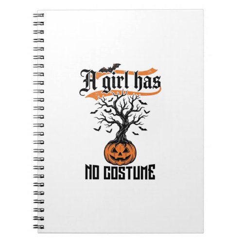 Halloween Girl No Costume Vintage Pumpkin_1 Notebook