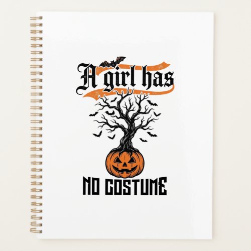 Halloween Girl No Costume Vintage Pumpkin_1 Planner