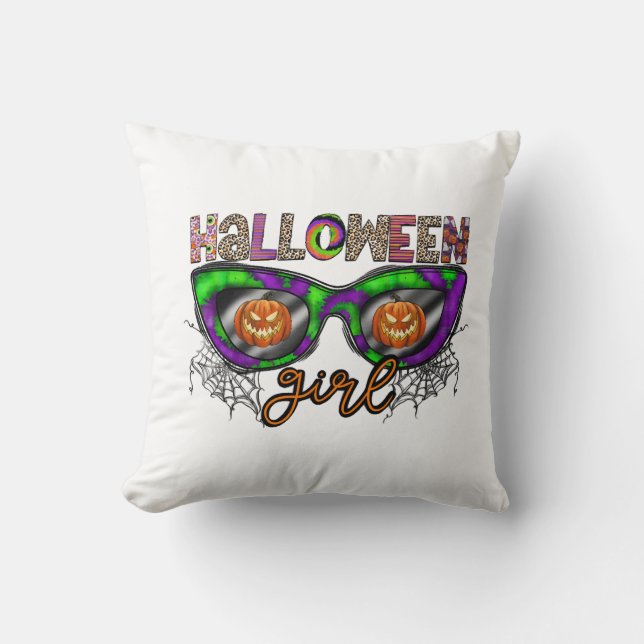Halloween Girl Throw Pillow (Front)