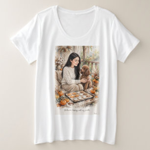Halloween Girl With Poodle Plus Size T-Shirt