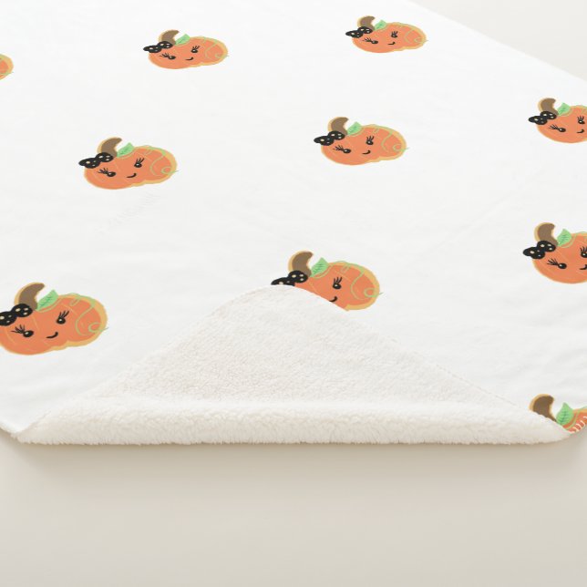Halloween Girls Mini Pumpkin Cookies Sherpa Blanket (3/4)