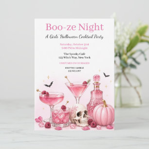 Halloween Girls Night Out   Pink Cocktail Party Invitation