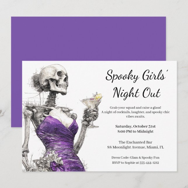Halloween Girls Night Out | Spooky Cocktail Party Invitation (Front/Back)