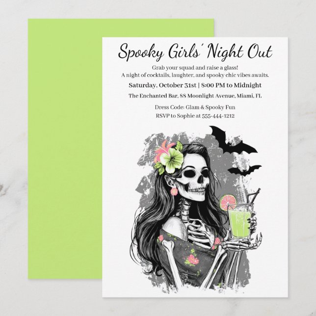 Halloween Girls Night Out | Spooky Cocktail Party Invitation (Front/Back)