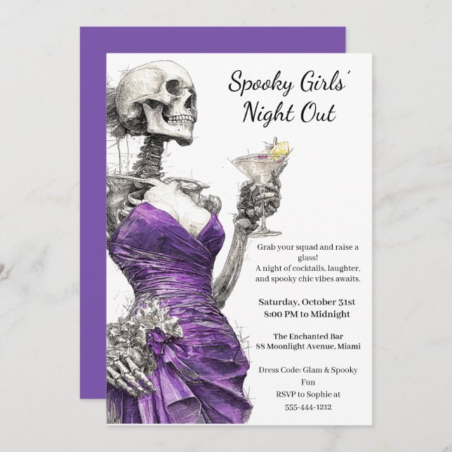 Halloween Girls Night Out | Spooky Cocktail Party Invitation (Front/Back)