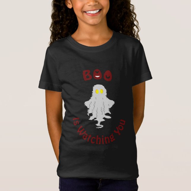 Halloween Girl's T-Shirt | Boo Is Watching You (Front)
