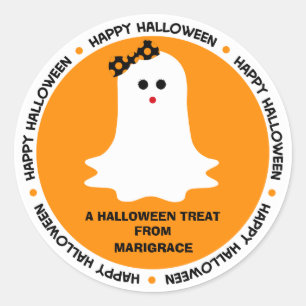 Halloween Girly Ghost Favor Classic Round Sticker