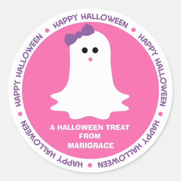 Halloween Girly Ghost Favor Classic Round Sticker