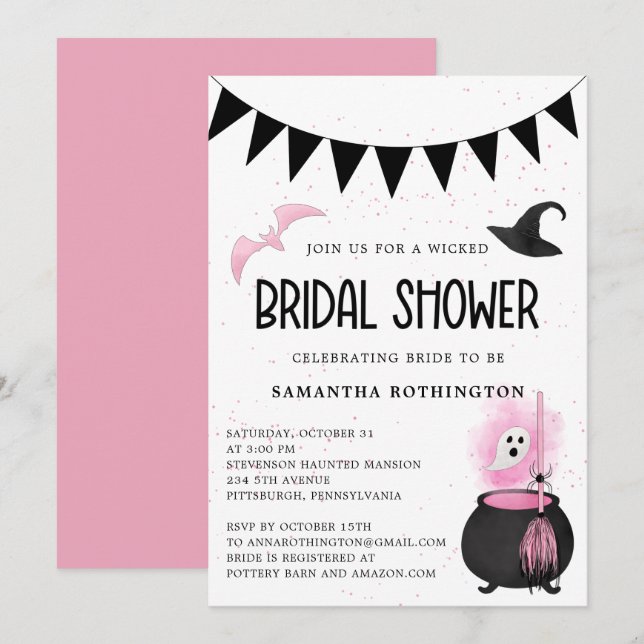 Halloween Girly  Wicked Bridal Shower Invitation (Front/Back)