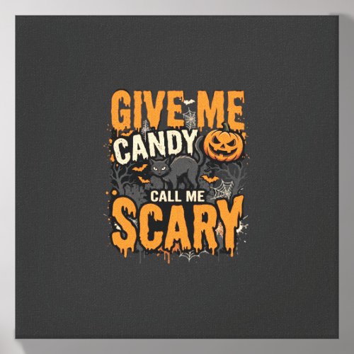 Halloween Give Me Candy Scary Cat Canvas Photo Tile