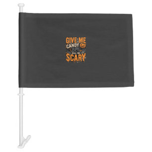 Halloween Give Me Candy Scary Cat Car Flag
