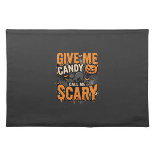 Halloween Give Me Candy Scary Cat Cloth Placemat