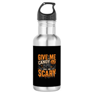 Halloween Give Me Candy Scary Cat Stainless Steel Water Bottle