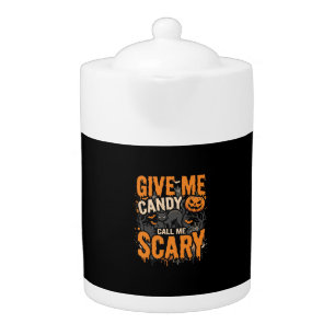 Halloween Give Me Candy Scary Cat Teapot