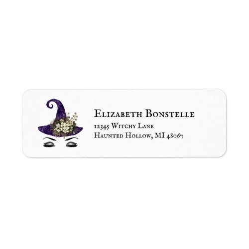 Halloween Glam Purple Witch Return Address Label