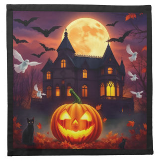 Halloween Glow Napkin Pumpkin Moon Design