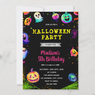 Halloween glow party invitation