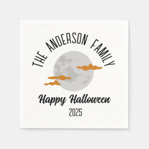 Halloween Glowing Full Moon Personalized Name Napkins