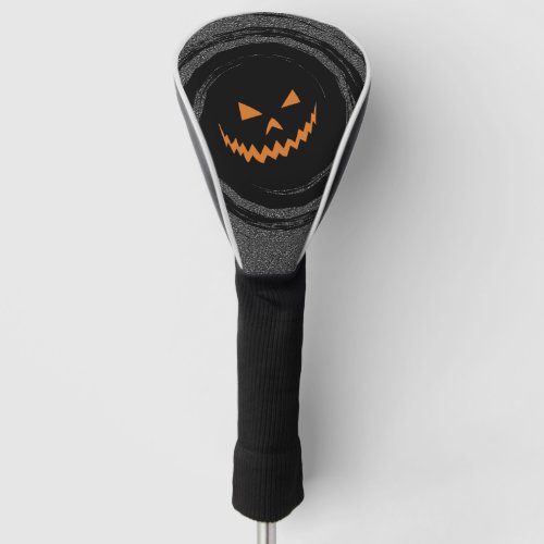 Halloween Glowing Jack OLantern in a black swirl Golf Head Cover