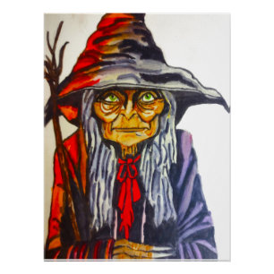 HALLOWEEN GLOWING RED WITCH  POSTER