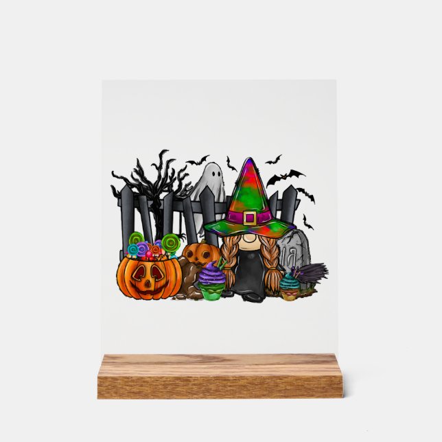 Halloween Gnome Acrylic Sign (Front)