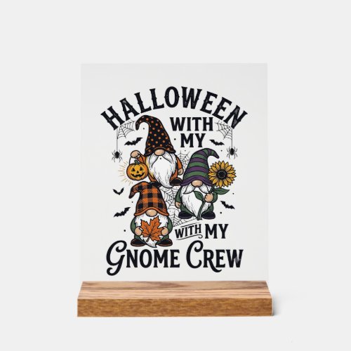 Halloween Gnome Crew Vintage Engraving Shirt_1 Acrylic Sign