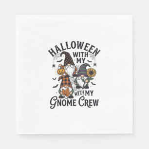 Halloween Gnome Crew Vintage Engraving Shirt_1 Napkins
