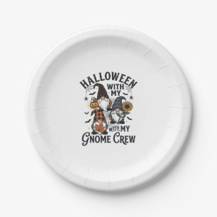 Halloween Gnome Crew Vintage Engraving Shirt_1 Paper Plates