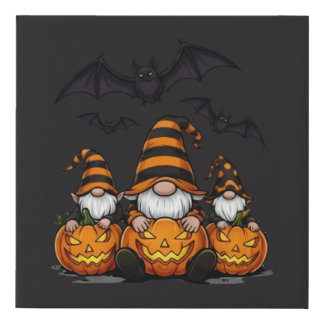 Halloween Gnome Faux Wrapped Canvas Print