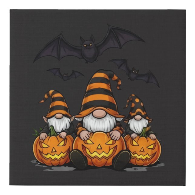 Halloween Gnome Faux Wrapped Canvas Print (Front)