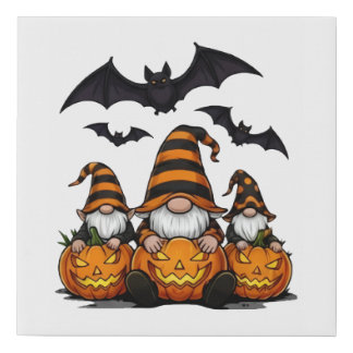 Halloween Gnome Faux Wrapped Canvas Print